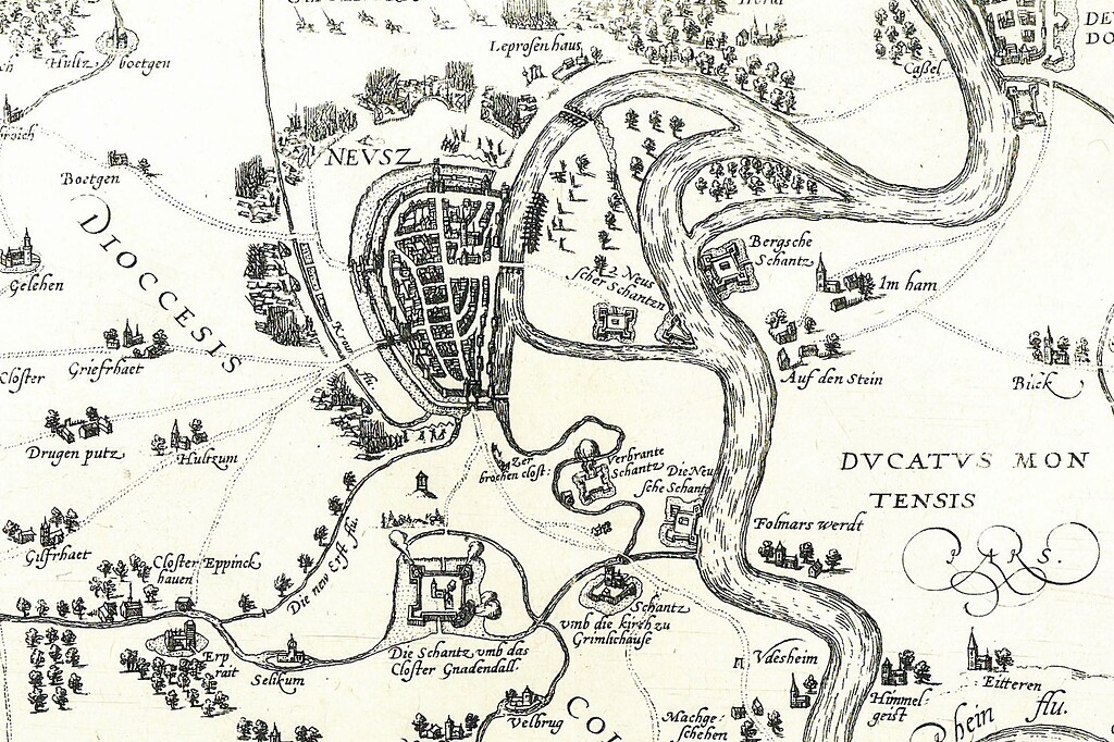 Stadtkarte Neuss und Umgebung 1586