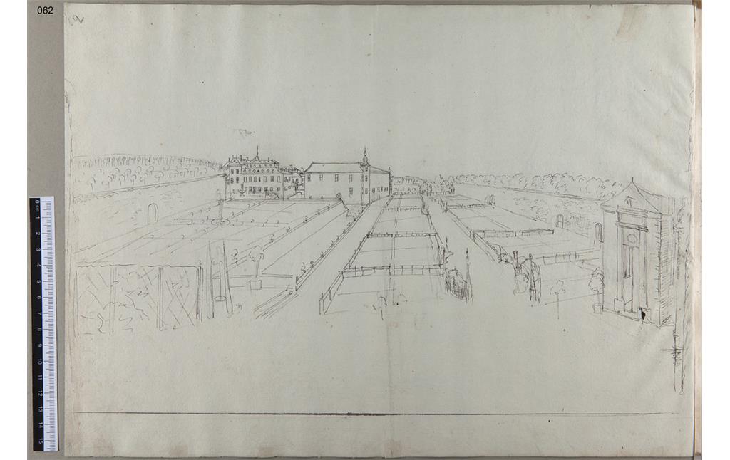 Ehreshoven, Schloss Ehreshoven einschließlich Parkanlage, Zeichnung von Renier Roidkin