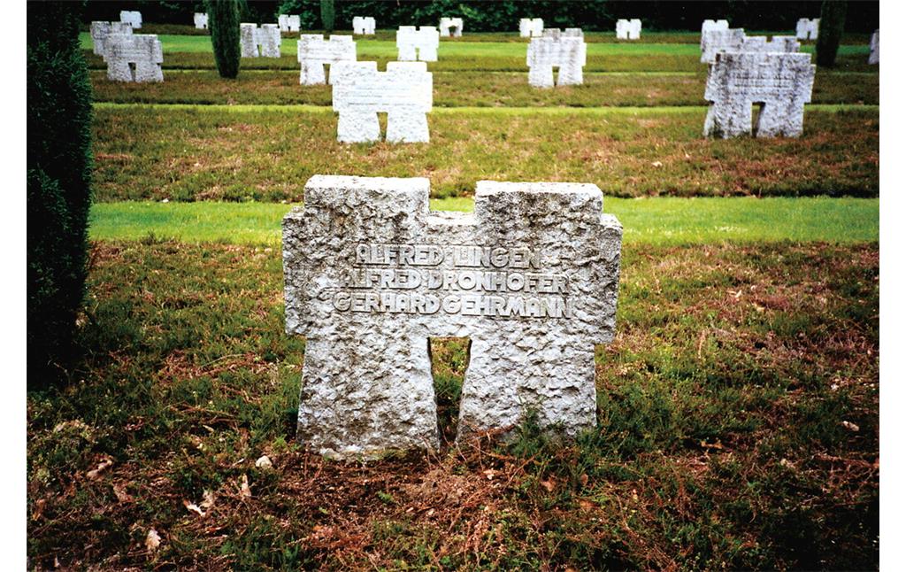 Bild 7: Aufnahme der ursprünglichen Doppelkreuze aus dem Jahr 1991 auf der Kriegsgräberstätte Hürtgen.