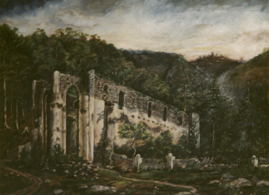 Ölbild der Ruine alte Klosterkirche im Kloster Maria Engelport bei Treis-Karden (1903)