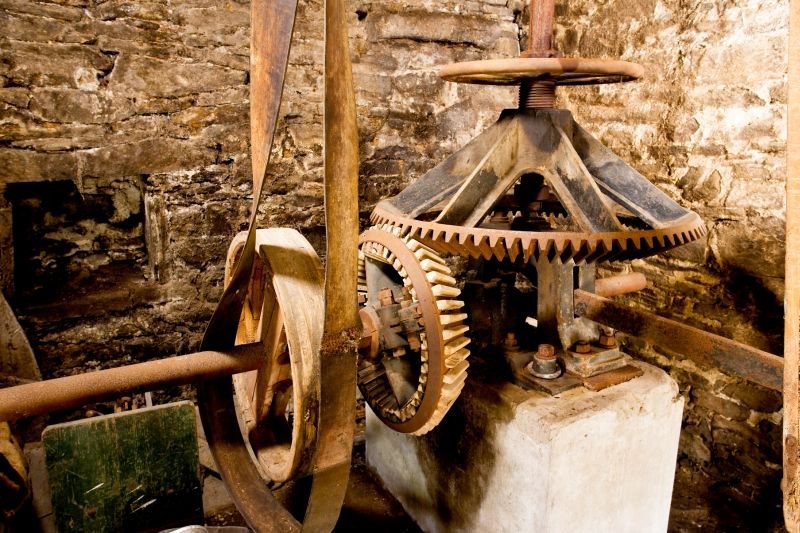 Nespener Mühle, Antriebswelle und Winkelgetriebe