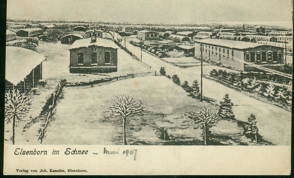 Postkarte vom Camp Elsenborn im Winter, 1907