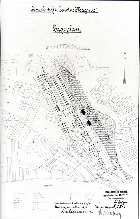 Ursprünglicher Lageplan der Gewerkschaft Carolus Magnus vom 10.02.1912