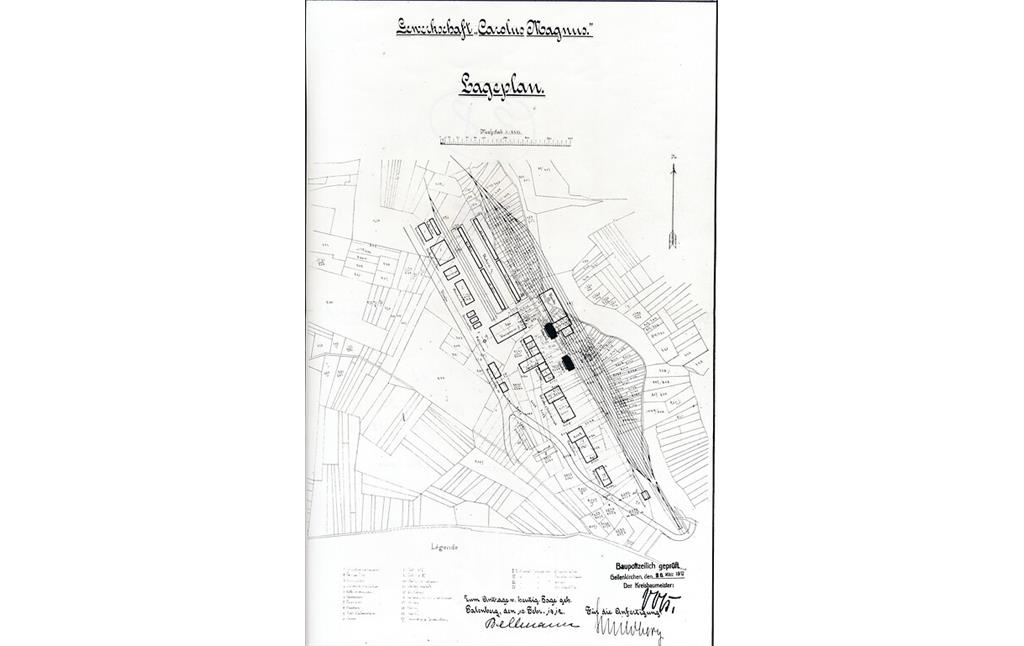 Ursprünglicher Lageplan der Gewerkschaft Carolus Magnus vom 10.02.1912
