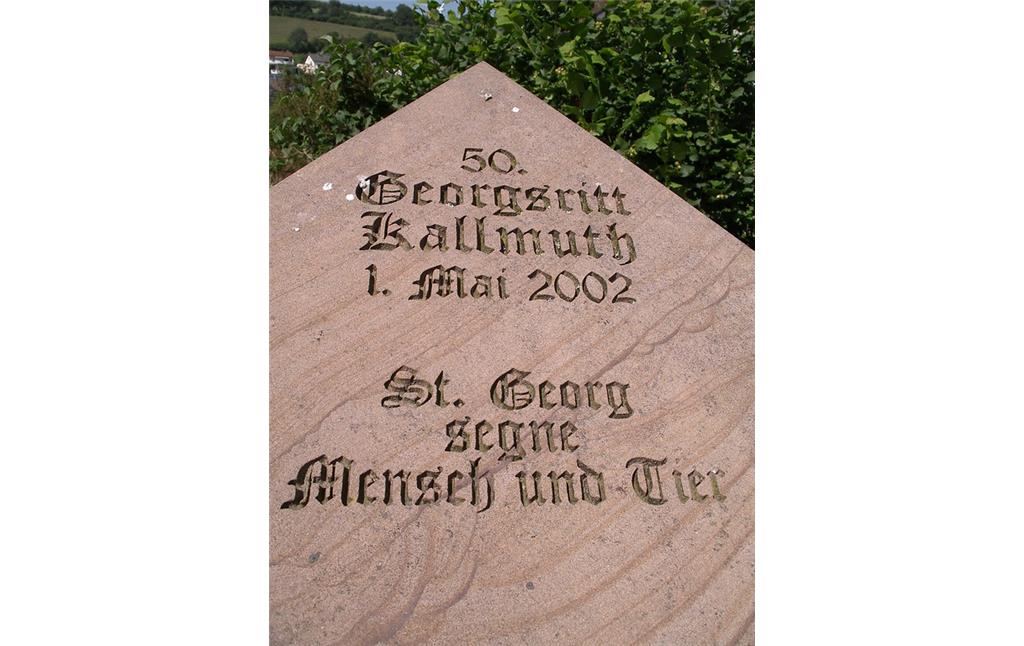 Bildstock St.-Georgs-Ritt, Inschrift (2018)