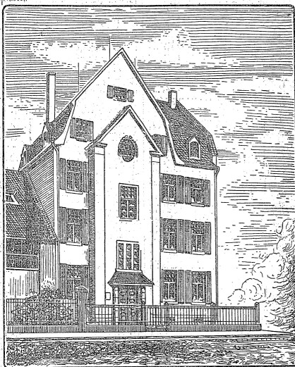 Zeichnung der Evangelische Zufluchtsstätte für unverheiratete Mütter und ihre Kinder in Köln-Sülz (um 1910)