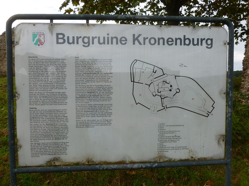 Schild Burgruine Kronenburg (2014)