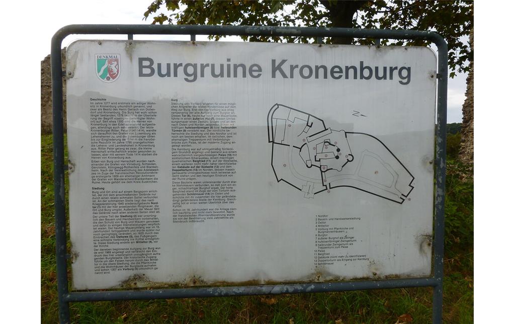 Schild Burgruine Kronenburg (2014)