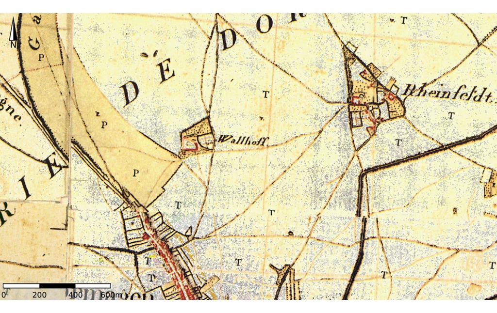 Standort des "Wallhoffes" in der Karte Tranchot- v. Müffling 1801-1828 / 1:25.000 (TIM-online)