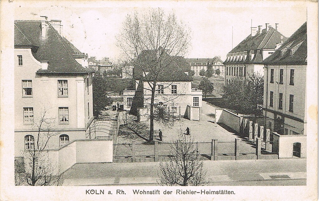Historische Postkarte (nach 1927): "Köln a. Rh. Wohnstift der Riehler-Heimstätten".