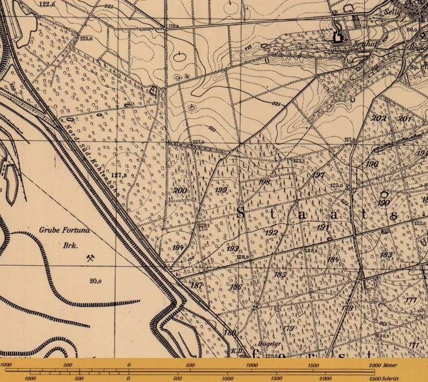 Abbildung 6: Braunkohlegrube Fortuna in Frechen auf Topographischer Karte (1953)
