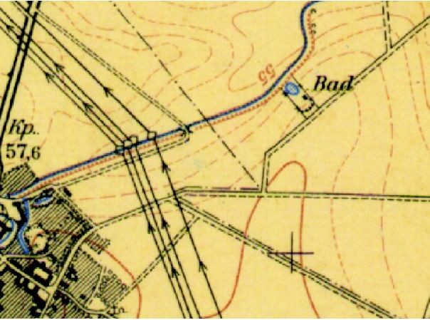 Abbildung 7: Geyen und Freibad. Ausschnitt aus der Topographischen Karte 1:25 000, Blatt 5006 Frechen, aktualisiert 1958 (2008)