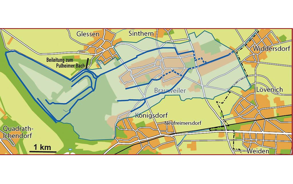 Übersicht über das Entwässerungssystem der Brauweiler Ronne (2020)