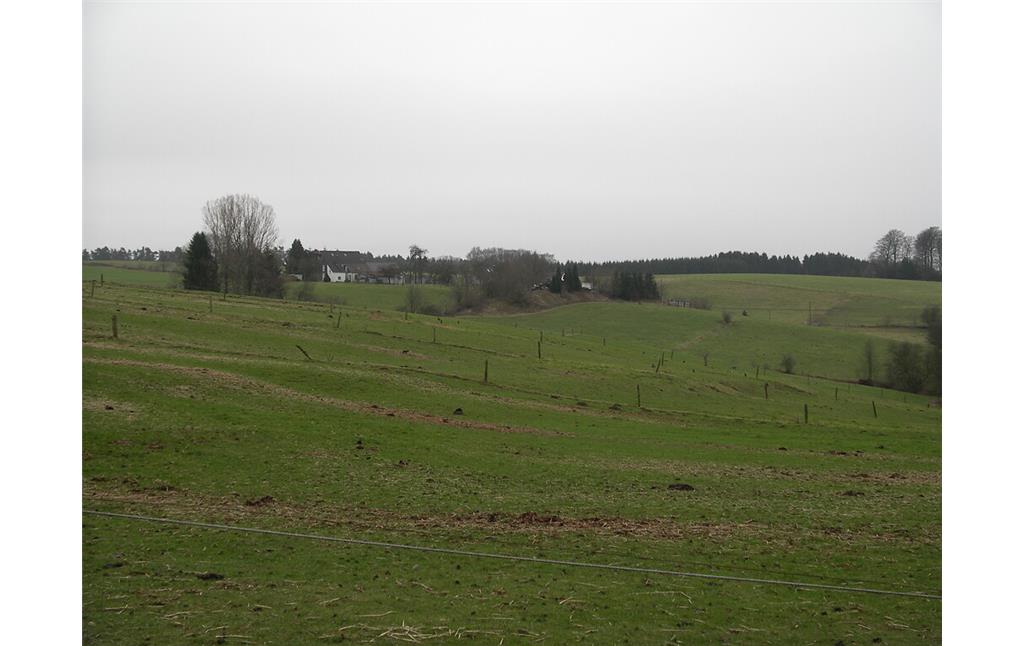 Blick auf den Weiler Berg und umgebende Landschaft von Heide aus  (2008)