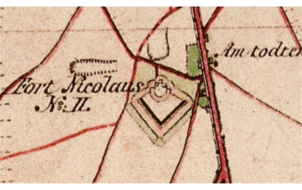 Fort II "Nicolaus" auf einer historischen Karte (Preußische Uraufnahme von 1845)