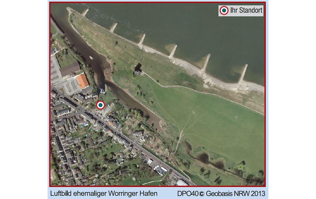 Ehemaliger Worringer Hafen im Luftbild von Geobasis NRW (2013)