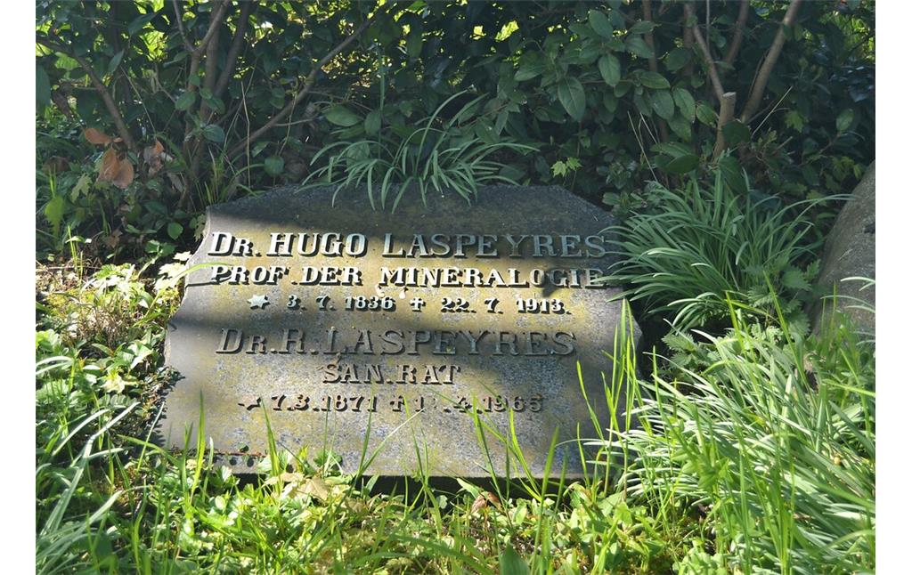 Grabstein des Bonner Professors der Mineralogie Dr. Hugo Laspeyres (1836 - 1913) und eines Familienmitglieds, vermutlich seines Sohnes (Sanitätsrat)(2021).