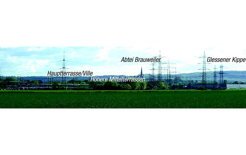 Blick von Osten auf Brauweiler; Anstieg zu den Höheren Mittelterrassen und den Hauptterrassen (=Ville-Hochfläche) des Rheines