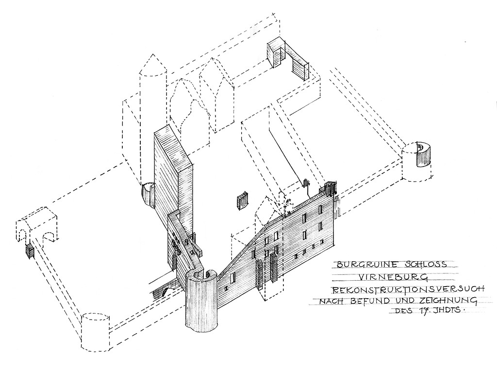 Rekonstruktionszeichnung der Burgruine Virneburg