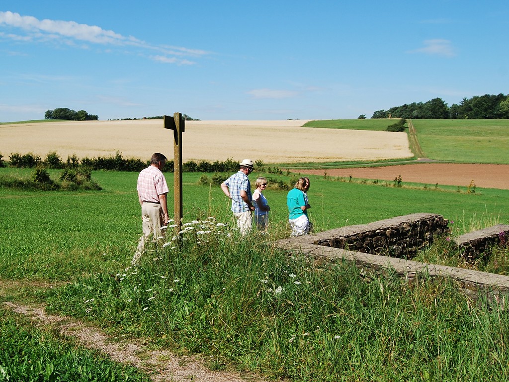 Besuchergruppe an der römischen Hofanlage in Roderath (2012)
