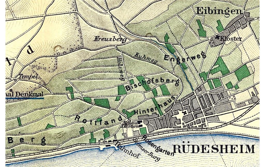 Weinbau-Karte von Rüdesheim und Assmannshausen,  um 1883 (Ausschnitt)