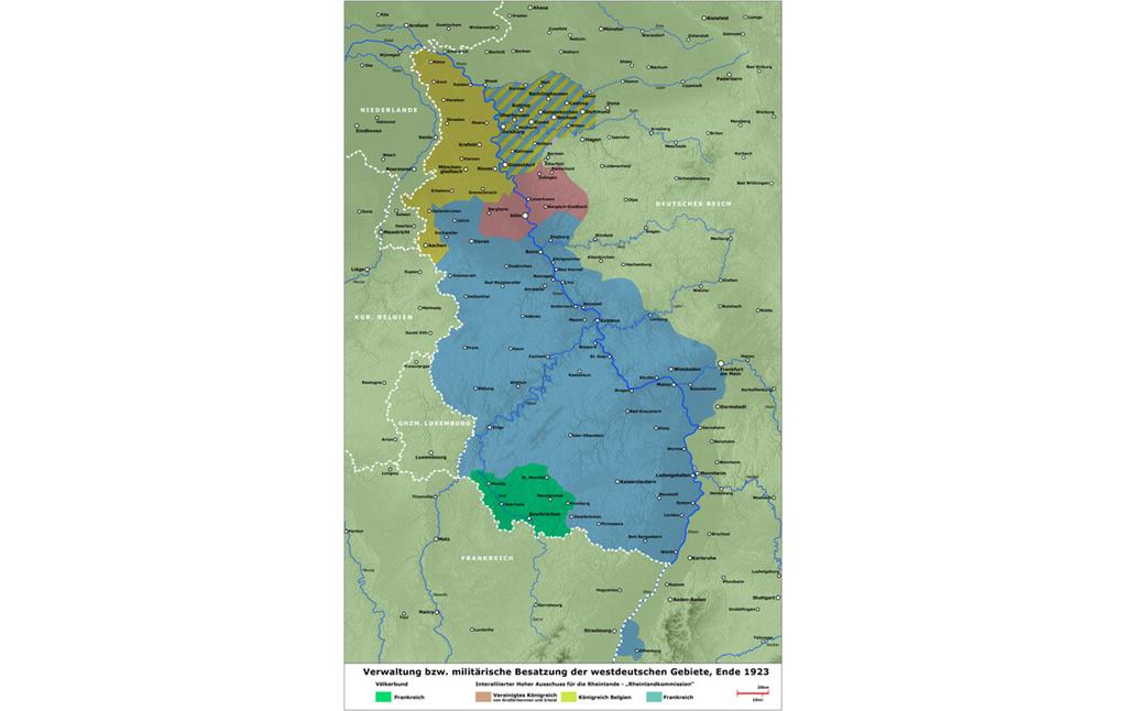 Besatzungszonen im Rheinland, Ende 1923 (Fotografiert 2008)