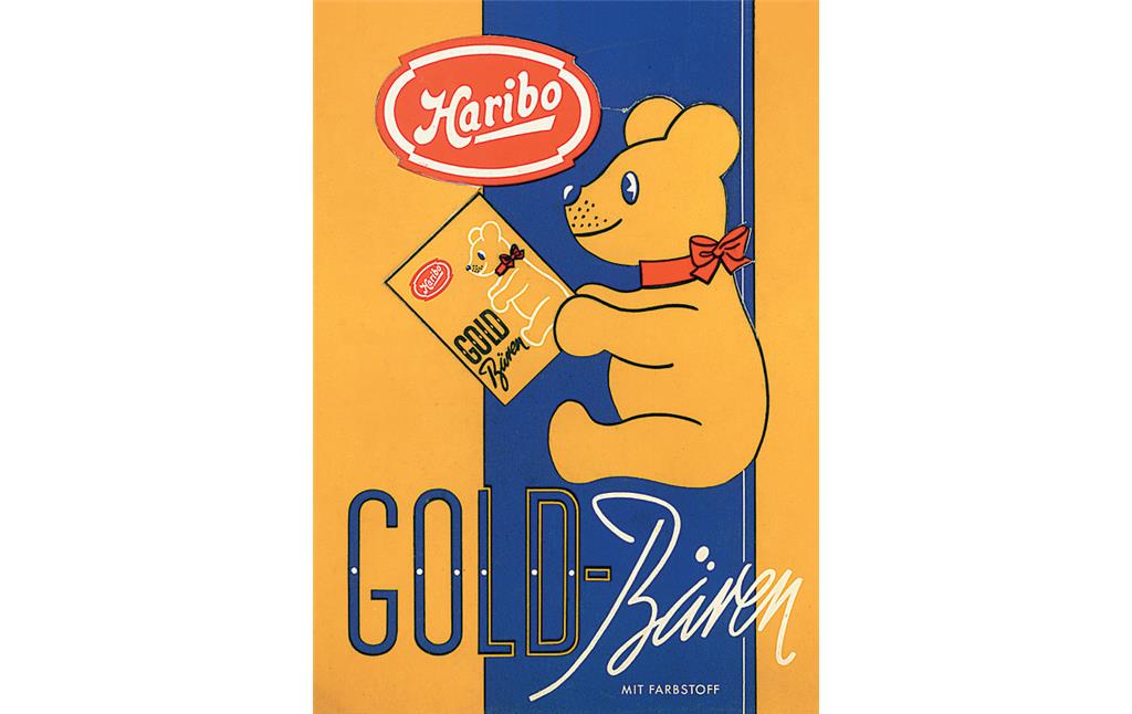 Darstellung des Fruchtgummiprodukts "GOLD-Bären" der Bonner Traditionsfirma Haribo (1960)