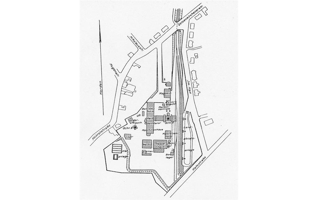 Lageplan der Schächte 6-9 der Zeche Zollverein in Essen