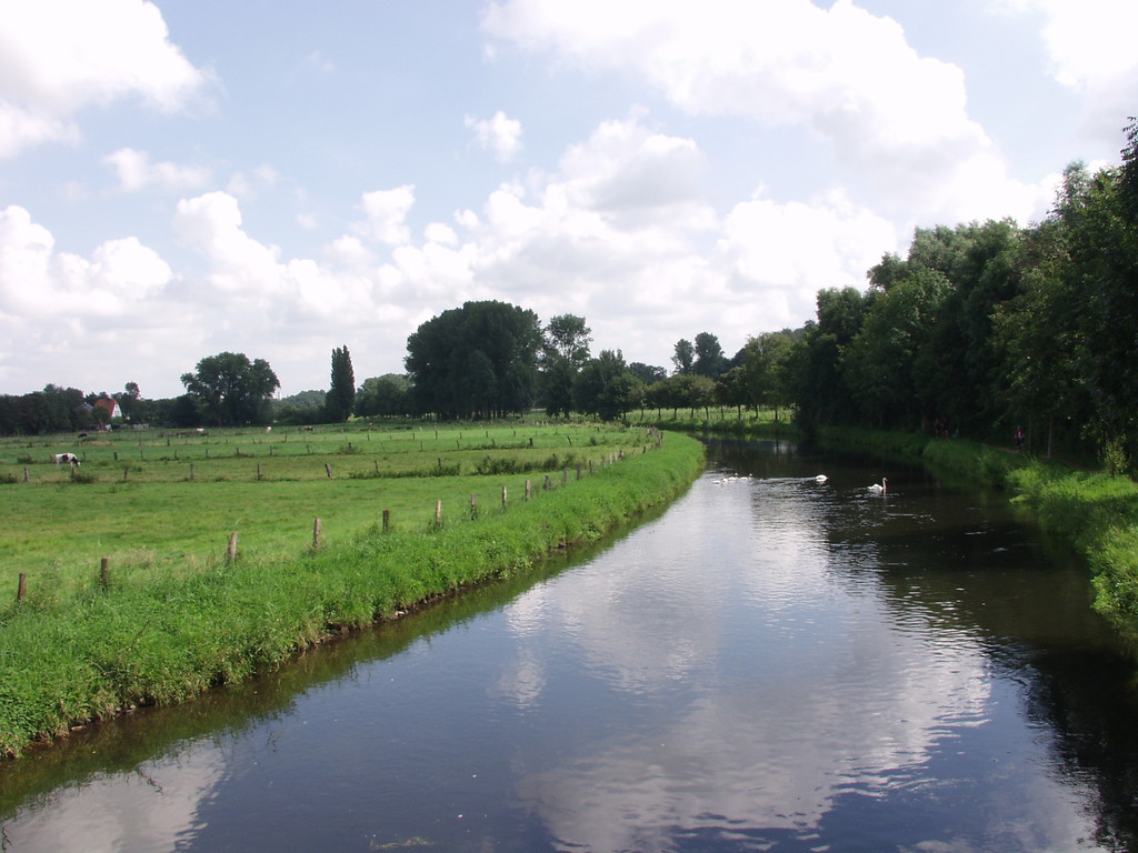 Die Niers bei  mit beweideten Grünlandflächen am linken Ufer (2002)