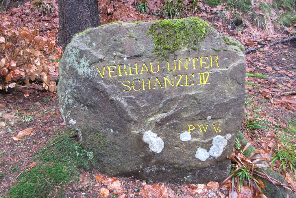 Ritterstein Nr. 67 Verhau unter Schanze IV" am Steigerkopf (2018)
