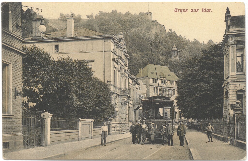 Historische Fotografie aus dem Stadtteil Idar mit der Straßenbahn (1905)