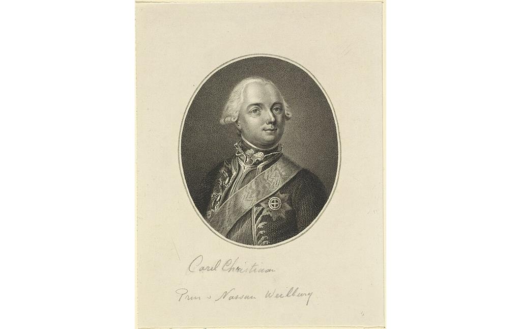 Kupferstich mit einem Porträt (Bruststück) des Fürsten Carl Christian von Nassau-Weilburg (1787-1851)