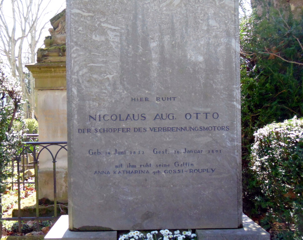 Detailansicht der Grabstätte Nicolaus August Ottos auf dem Friedhof Melaten (2020)