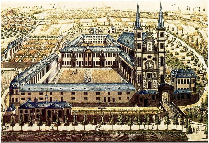 Reichsabtei St. Maximin bei Trier in einer Ansicht aus dem 18. Jahrhundert