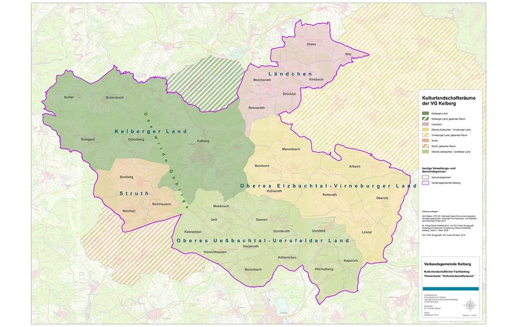 Karte der Kulturlandschaftsräume in der Verbandsgemeinde Kelberg (2014).