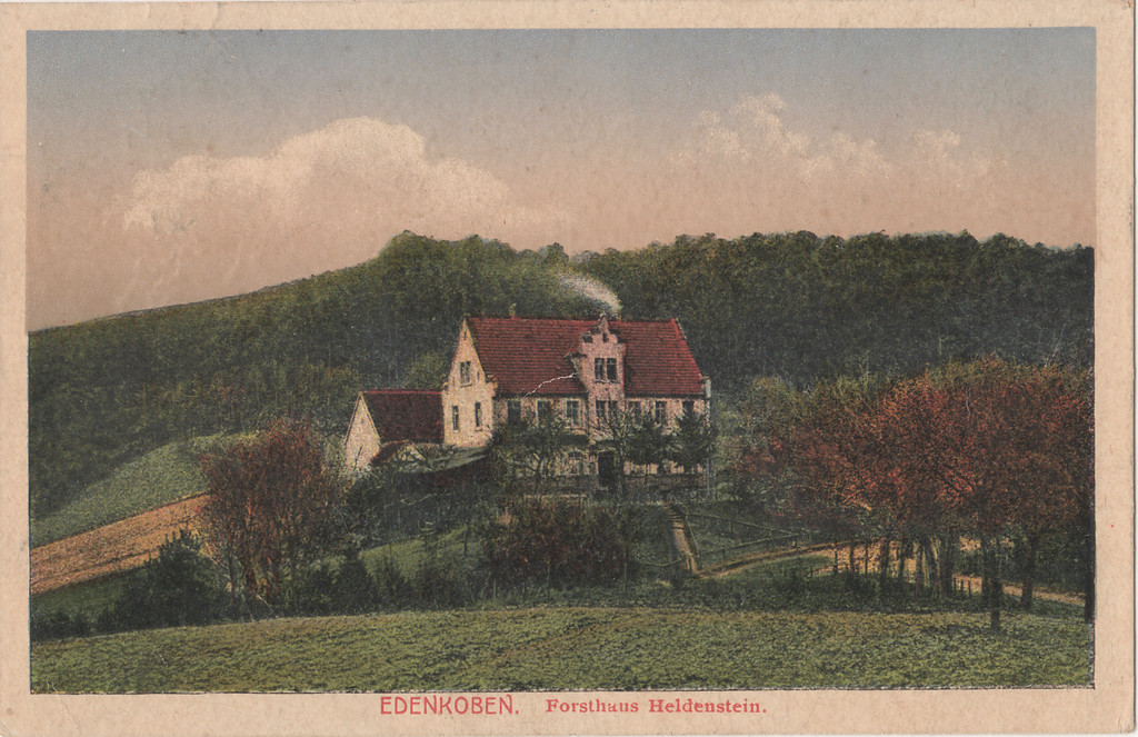 Historische Ansichtskarte des Forsthauses Heldenstein bei Edenkoben (ca. 1921).