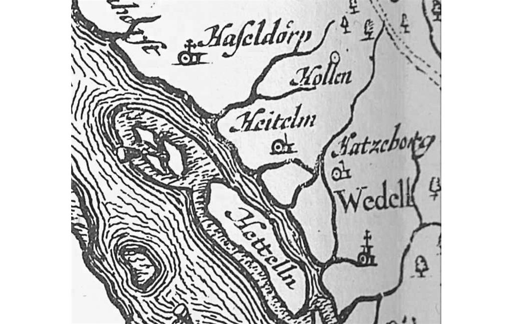 Hatzburg bei Wedel - Kartenausschnitt 1652