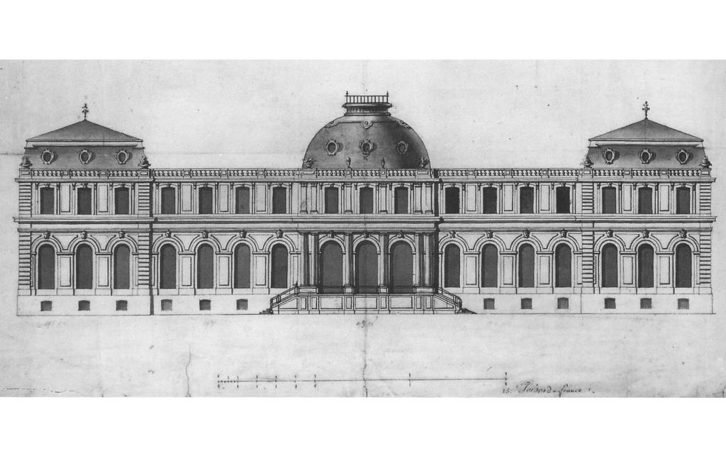 Bauzeichnung des Poppelsdorfer Schlosses In Bonn aus dem Atelier Robert de Cottes datiert auf Mai 1715.
