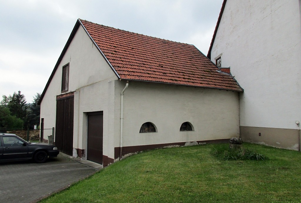 Nebengebäude am Wohnhaus Ecke Stromberger Straße und Lehnmühler Straße in Dörrebach (2016). Das Gebäude war einst das Wohnhaus der letzten in Dörrebach lebenden Juden.