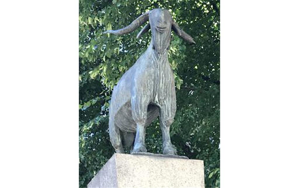 Ziegen- bzw. Geißbock "Deutzer Bock" auf dem Deutzer Platz "Am Düxer Bock" (2018), die Tierfigur ist ein Werk von Gerhard Marcks (1889-1981).