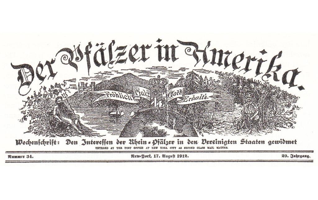 Titel der Zeitung Der Pfälzer in Amerika (1912)