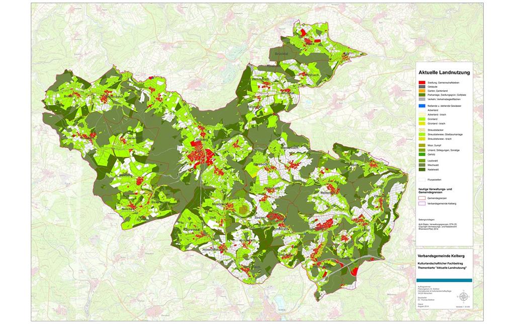 Karte der aktuellen Landnutzung in der Verbandsgemeinde Kelberg (2014)