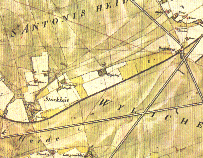 Ausschnitt aus der Kartenaufnahme der Rheinlande durch Tranchot und von Müffling 1806-1820, Blatt Krefeld Nr. 36