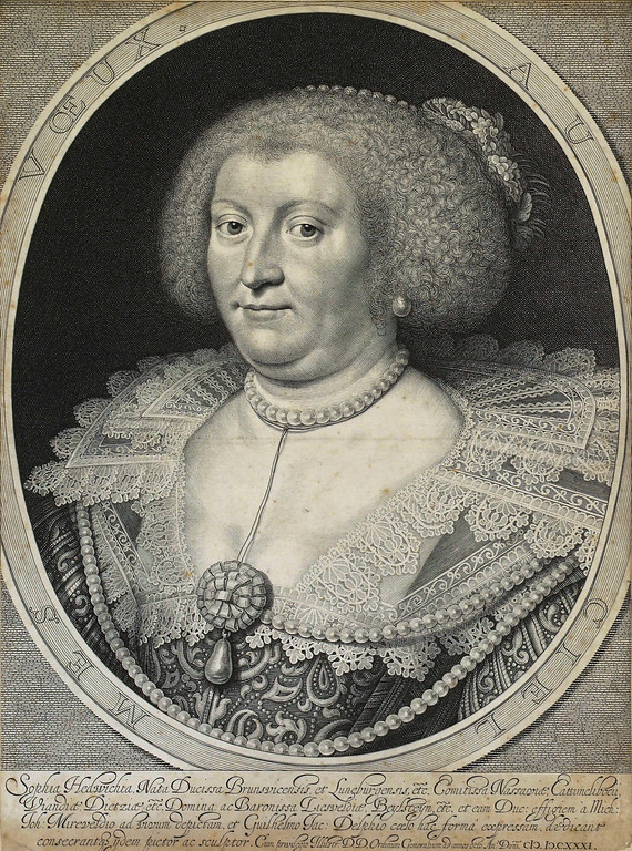 Kupferstich der Sophie Hedwig, Gräfin von Nassau-Diez (1631)