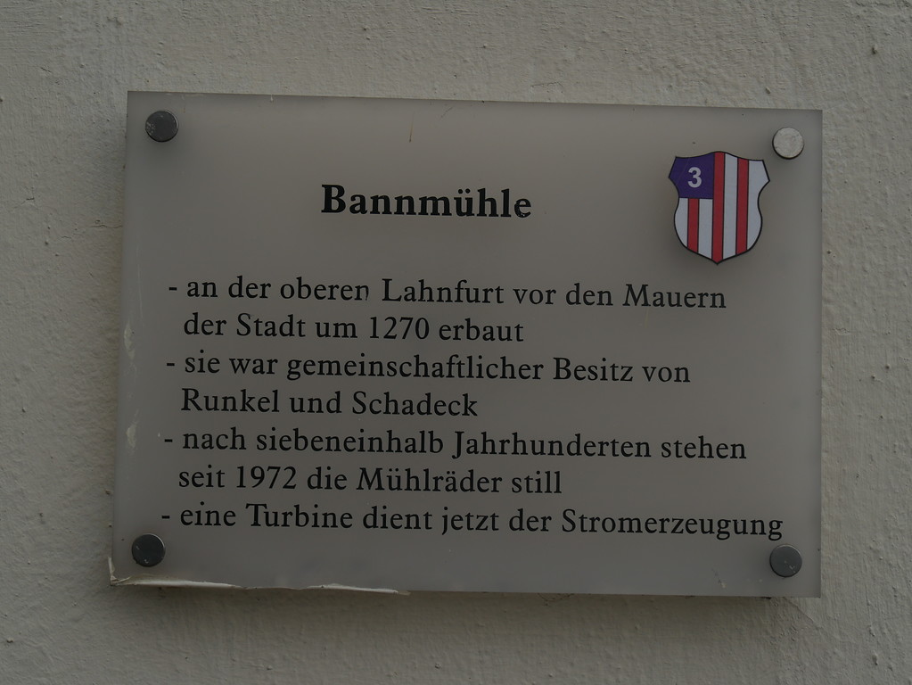 Informationstafel an der Stadtmühle Runkel (2017)