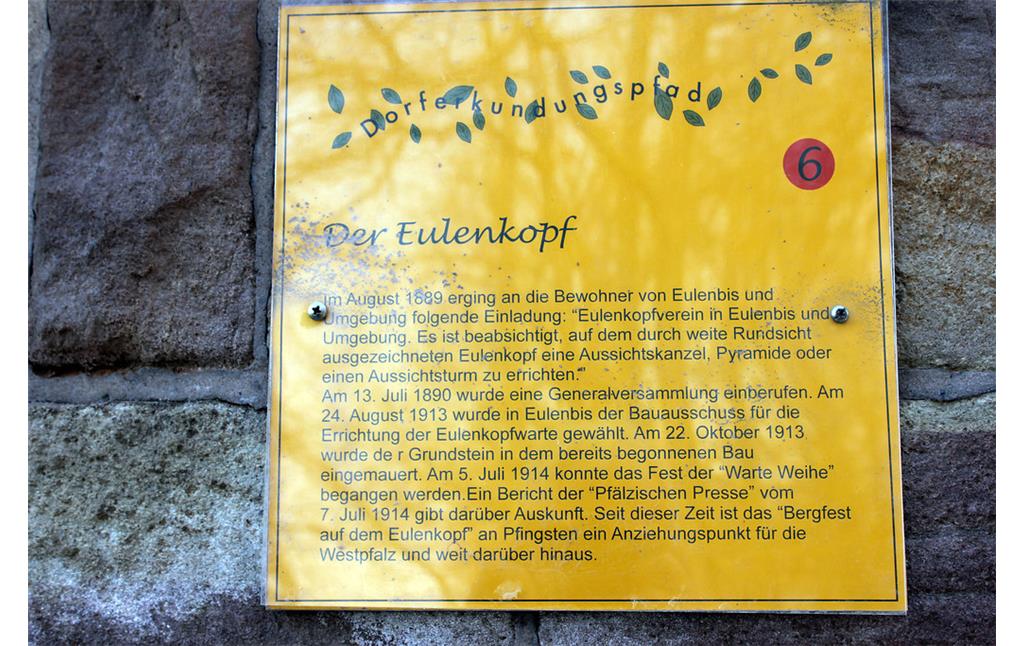 Informationstafel am Eulenkopfturm (2010).