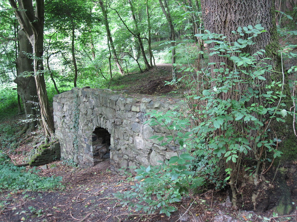 Ruinenhafte Überreste von Mauern der früheren Schleifmühle im Heisterbacher Mühlental (2010)