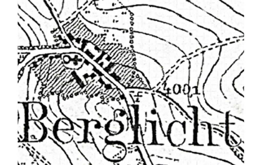 Kartenausschnitt aus der historischen Topographischen Karte 1910 mit dem Ortsteil Berg, heute Berglicht (1910)