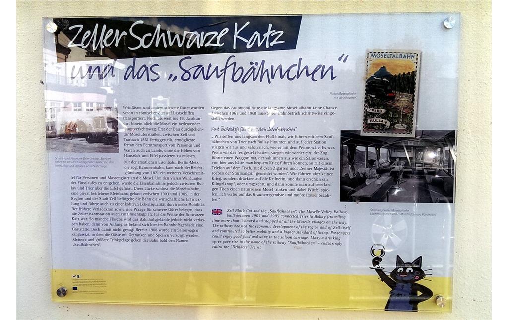 Informationstafel "Zeller Schwarze Katz und das Saufbähnchen" (2015).