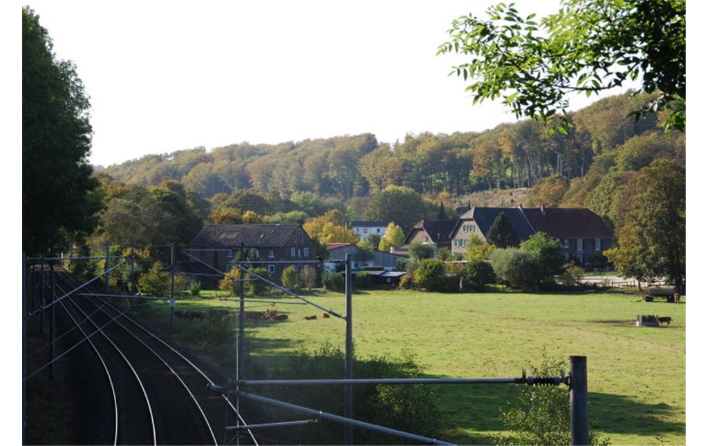 Industrielle Kulturlandschaft Deilbachtal, Blick von der Huntebrücke Richtung Westen zum Deilmannshof und Deiler Mühle (2009)